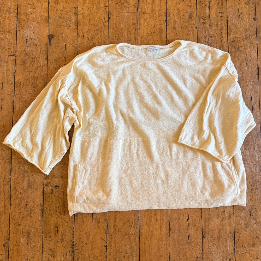 Butter Yellow Cashmere & Cotton Oversized Knit Top